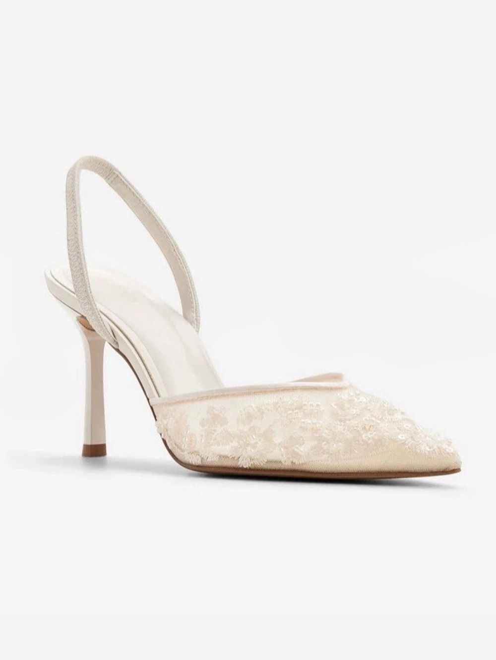 NWOT ALDO Carollina Slingback Heeled Pump Floral Lace Heels White - Size 8